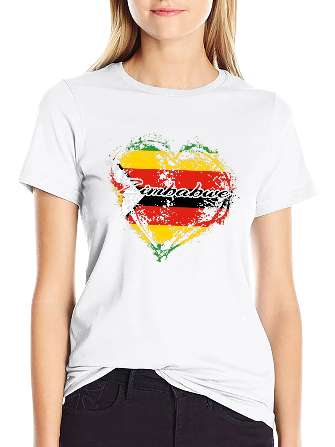 Zimbabwe Flag Heart T-Shirt