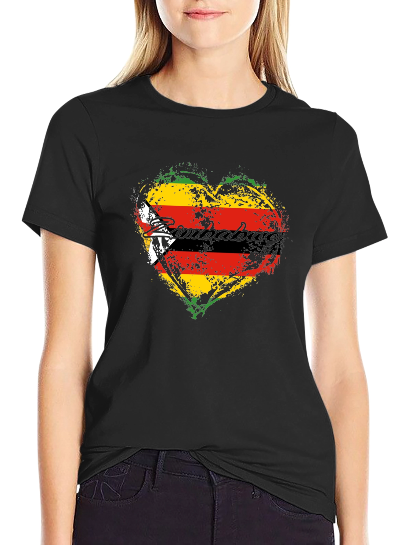 Zimbabwe Flag Heart T-Shirt
