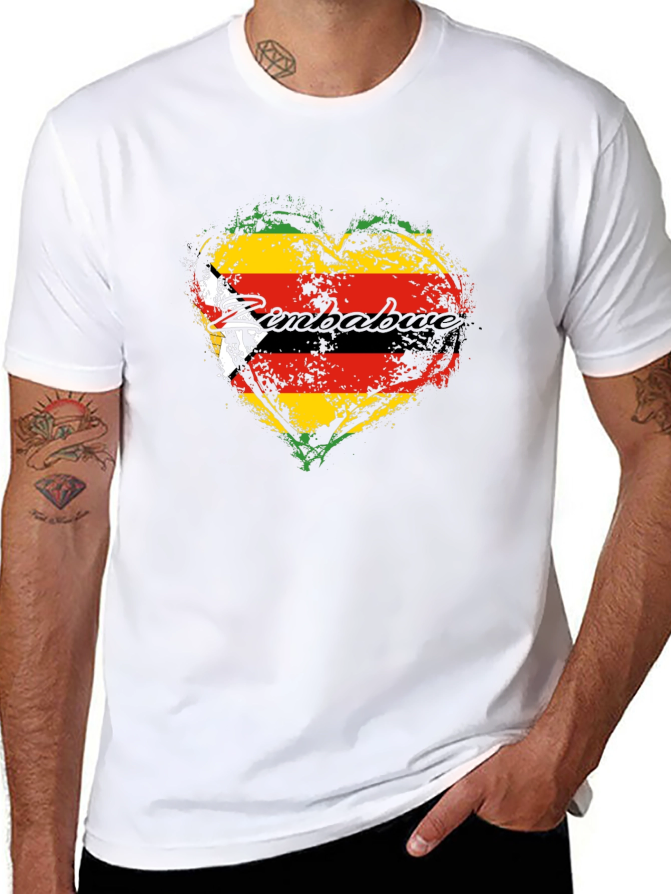 Zimbabwe Flag Heart T-Shirt