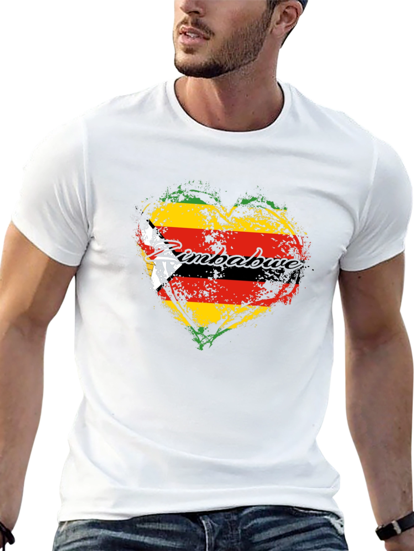 Zimbabwe Flag Heart T-Shirt