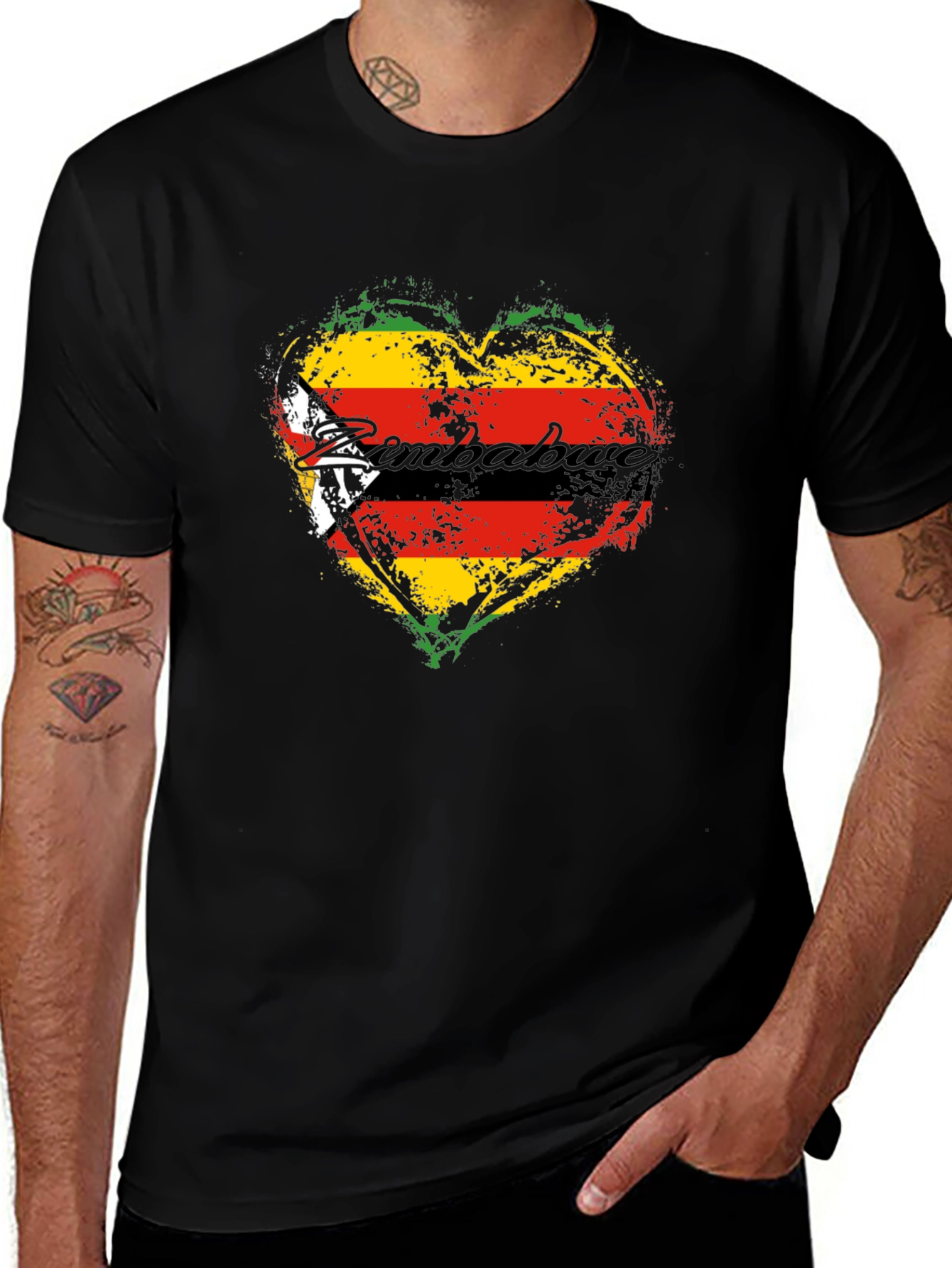 Zimbabwe Flag Heart T-Shirt