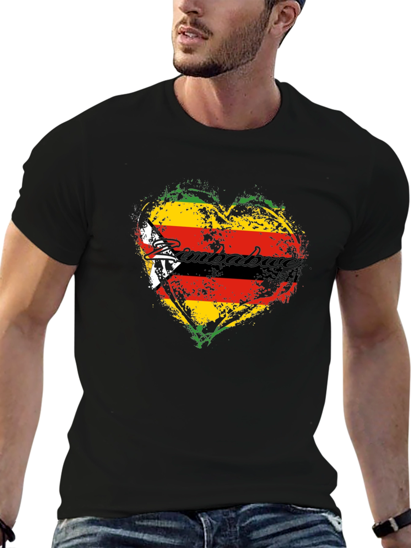 Zimbabwe Flag Heart T-Shirt