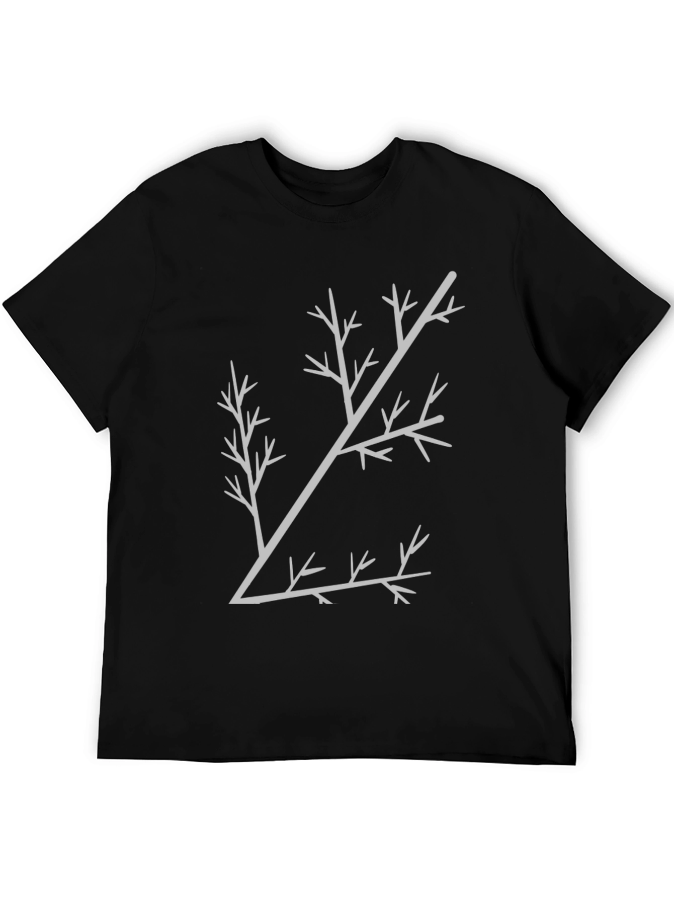 Abstract Tree Branch Graphic Tee - Black Cotton Shirt