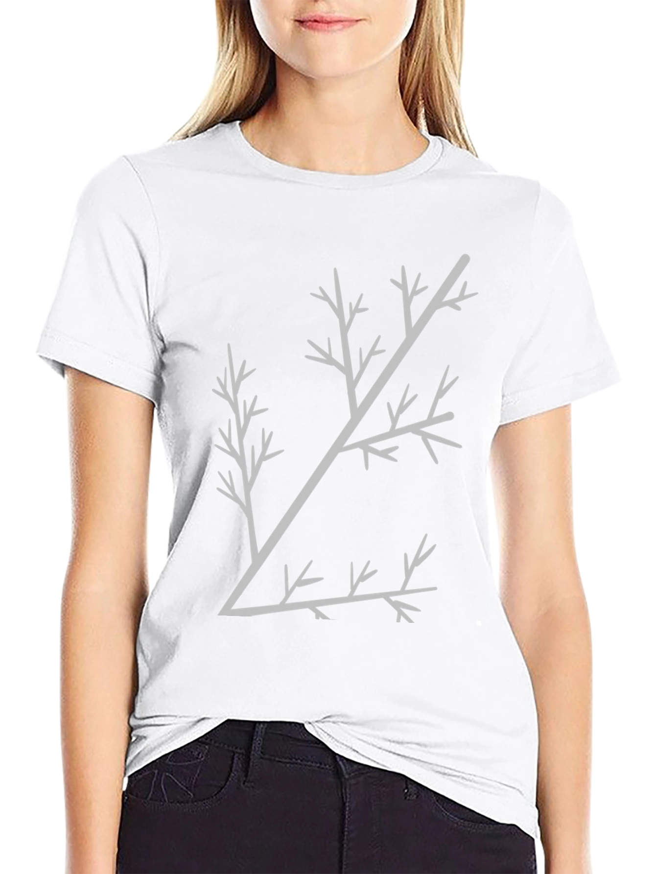 Abstract Tree Branch Graphic Tee - Black Cotton Shirt