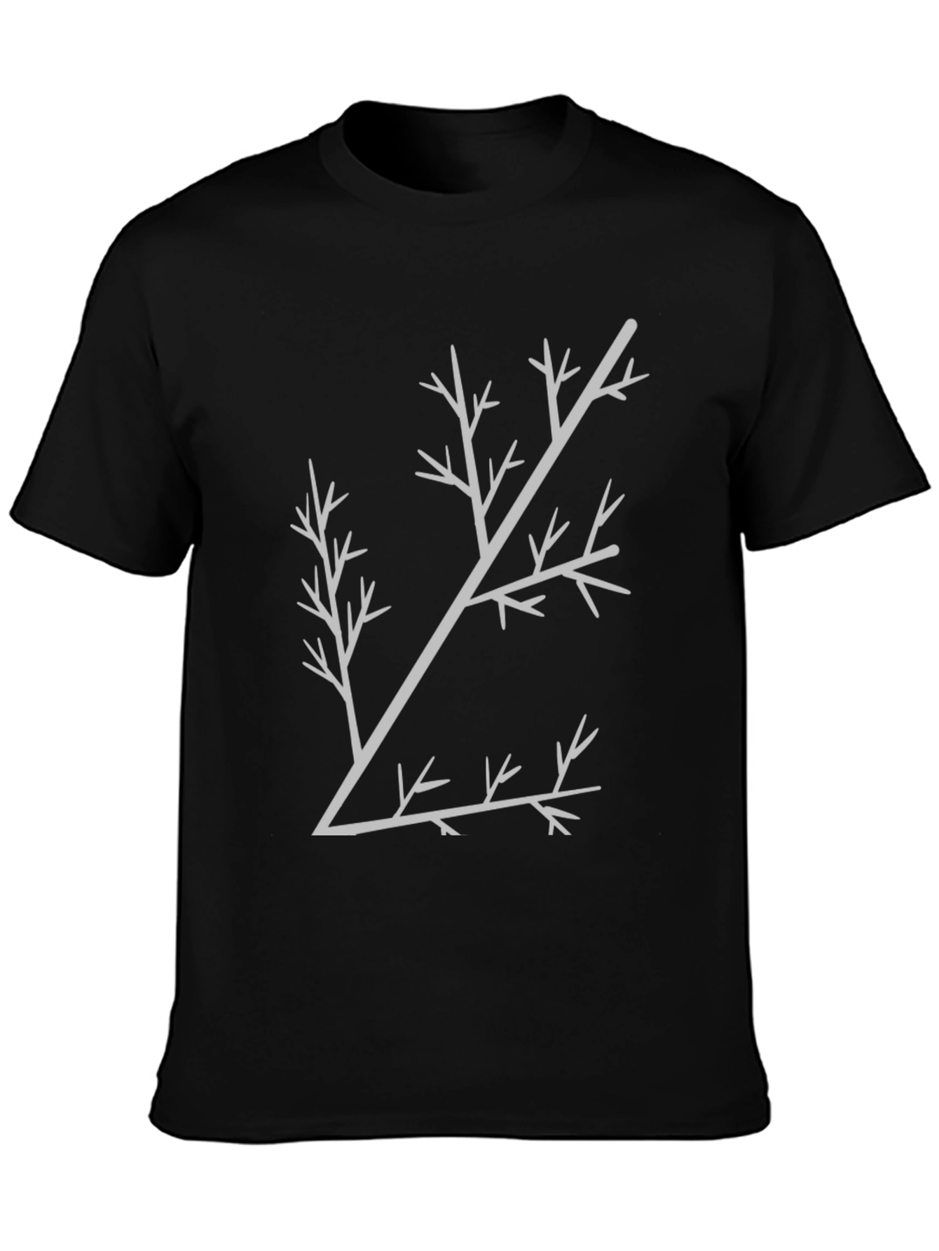 Abstract Tree Branch Graphic Tee - Black Cotton Shirt