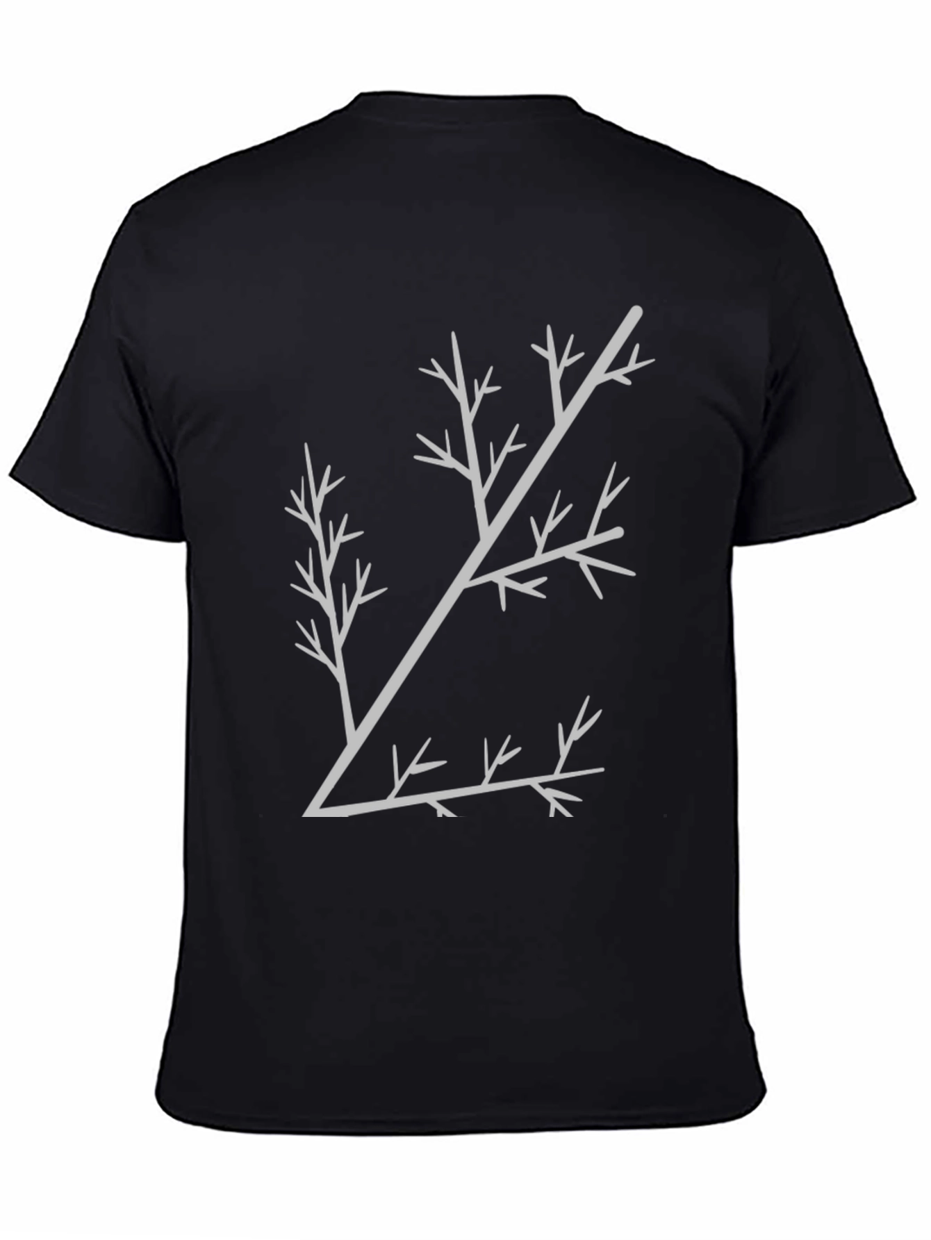 Abstract Tree Branch Graphic Tee - Black Cotton Shirt