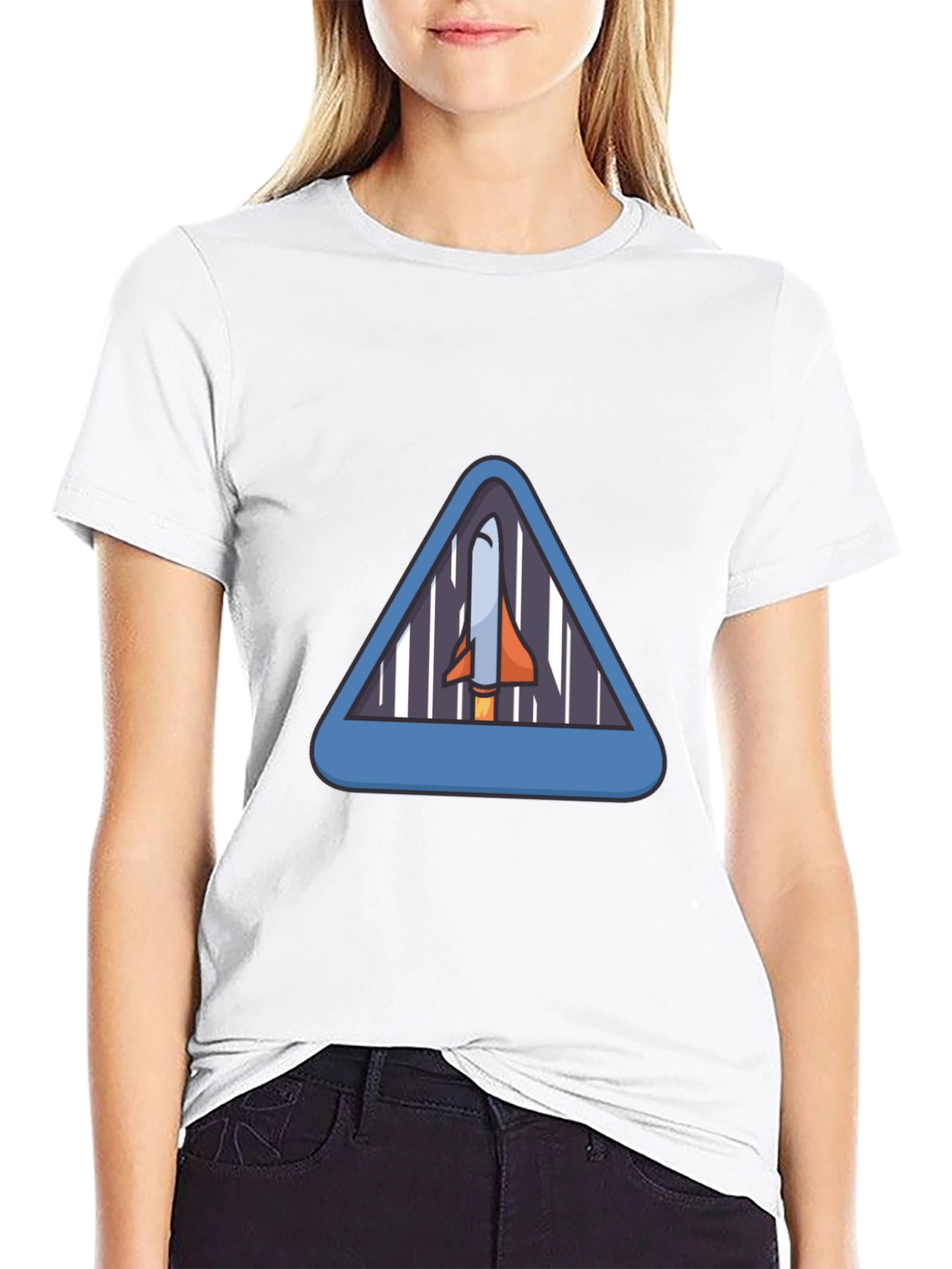 Rocket Triangle Graphic T-Shirt - Space Adventure Tee