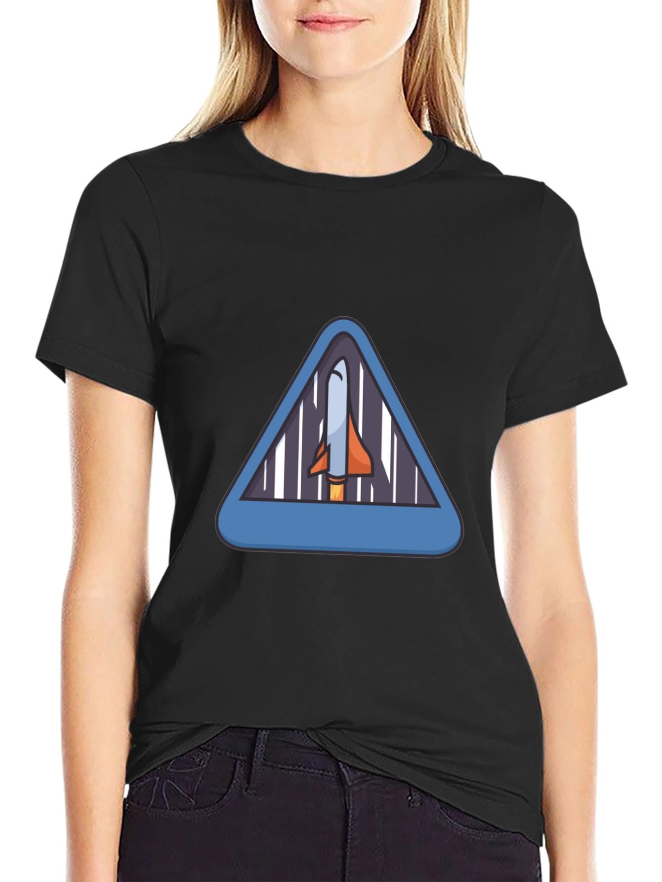 Rocket Triangle Graphic T-Shirt - Space Adventure Tee