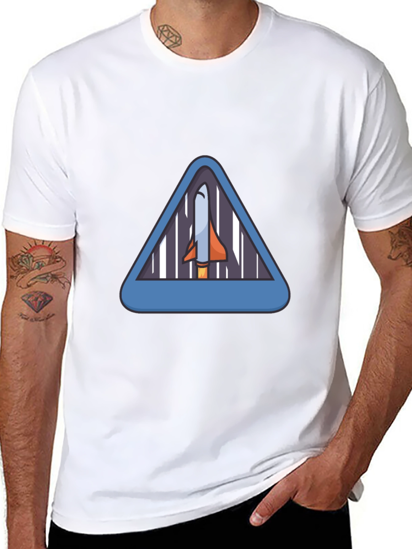 Rocket Triangle Graphic T-Shirt - Space Adventure Tee