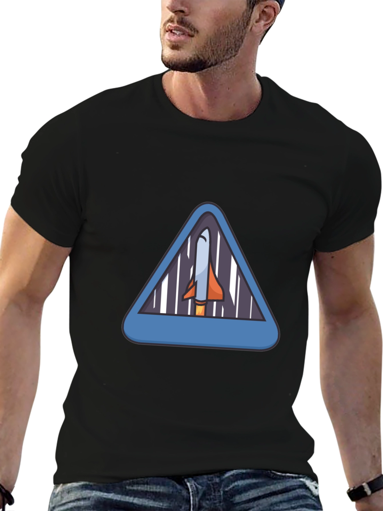 Rocket Triangle Graphic T-Shirt - Space Adventure Tee