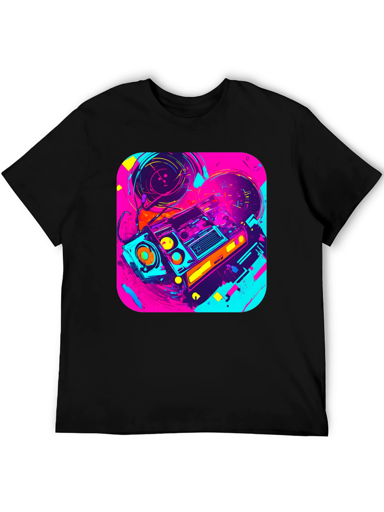 Retro Boombox Graphic Tee - 80s Vibe