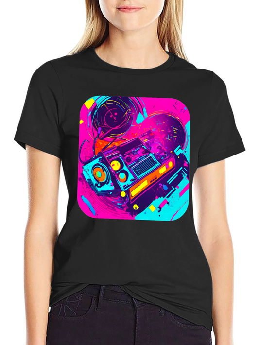 Retro Boombox Graphic Tee - 80s Vibe