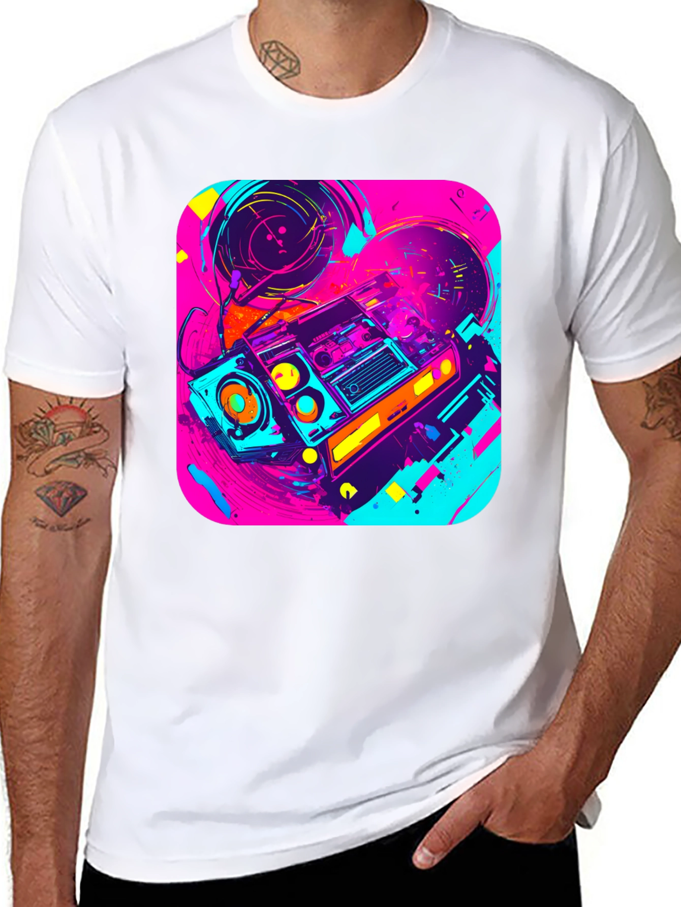 Retro Boombox Graphic Tee - 80s Vibe