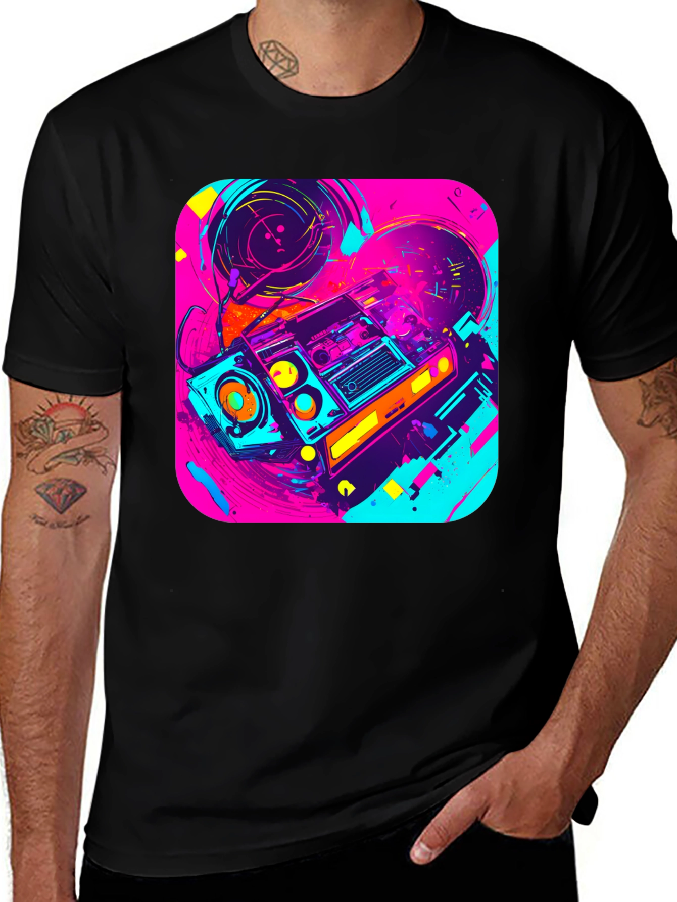 Retro Boombox Graphic Tee - 80s Vibe