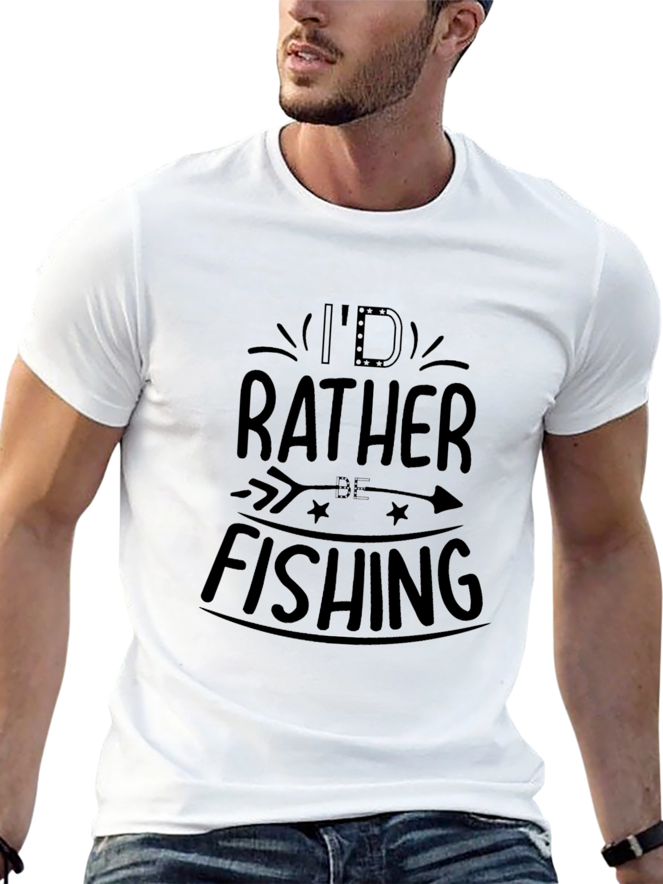 Id Rather Be Fishing Black T-Shirt