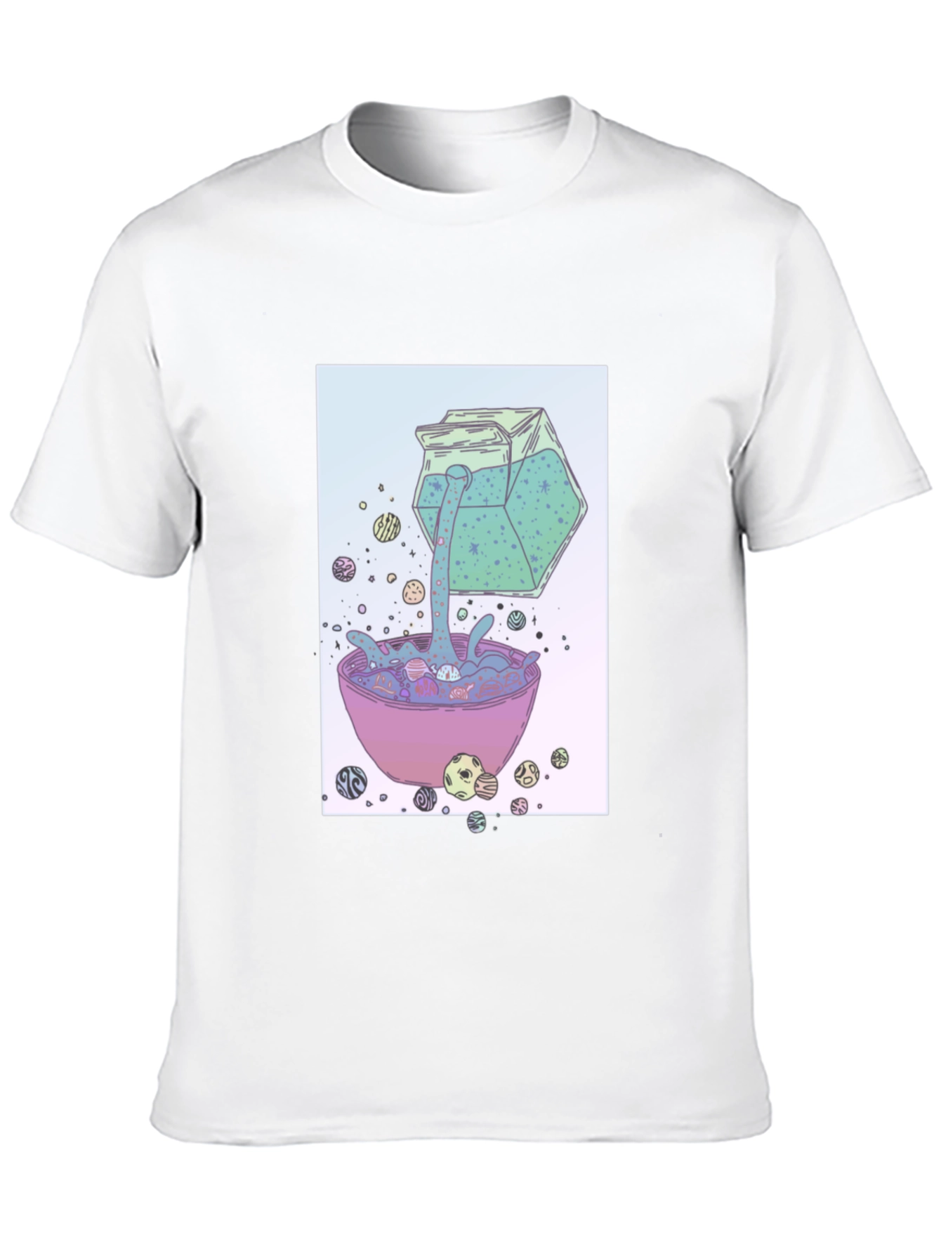 Surreal Cereal Cartoon Graphic Print Black T-Shirt
