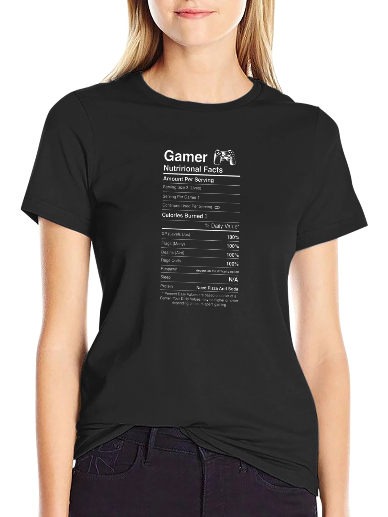 Gamer Nutrition Facts Black T-Shirt