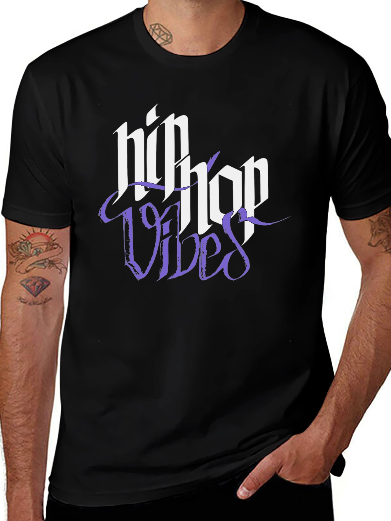 Hip Hop Vibes Black Graphic Tee