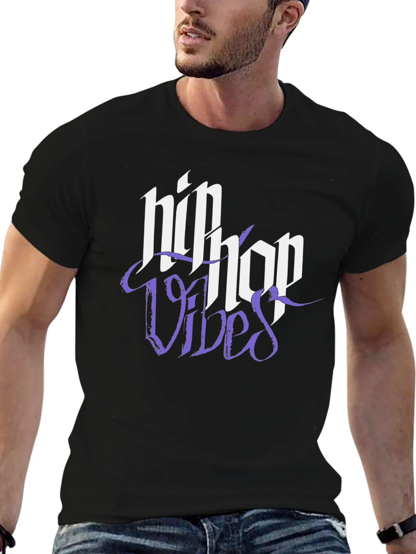 Hip Hop Vibes Black Graphic Tee