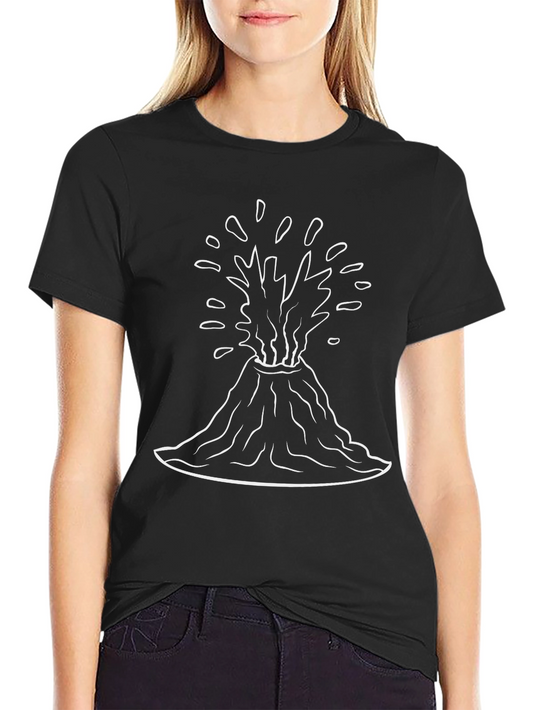 Volcano Graphic Tee - Black Cotton Casual T-Shirt