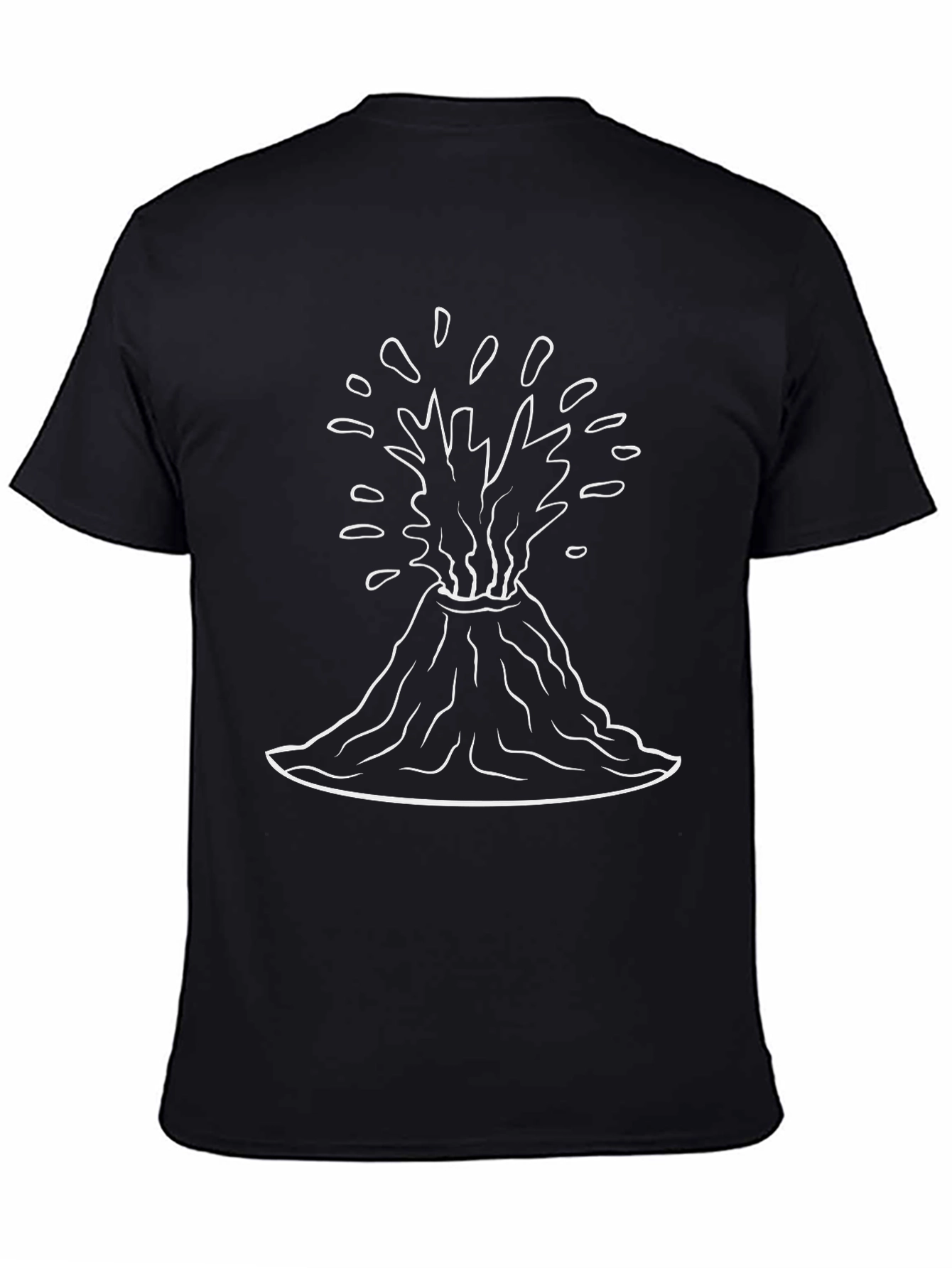 Volcano Graphic Tee - Black Cotton Casual T-Shirt