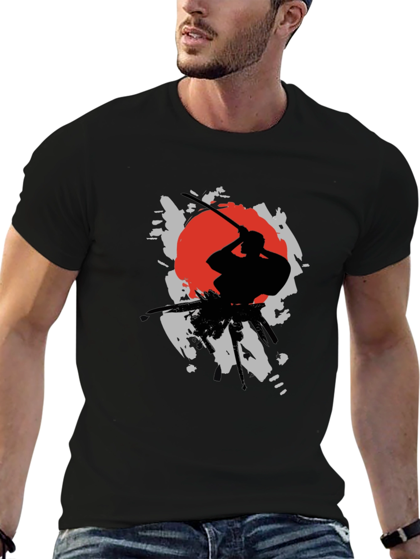 Samurai Silhouette T-Shirt - Rising Sun Design