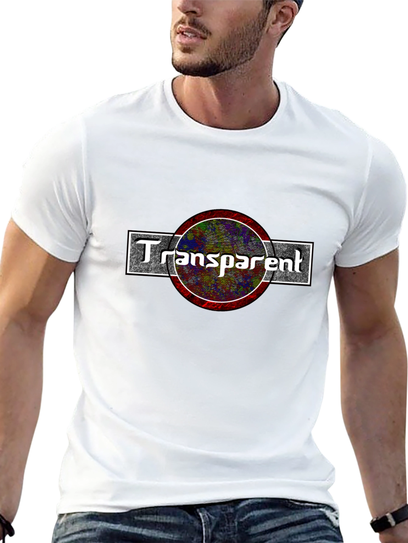 Transparent Graphic Tee - Black Cotton Blend T-Shirt