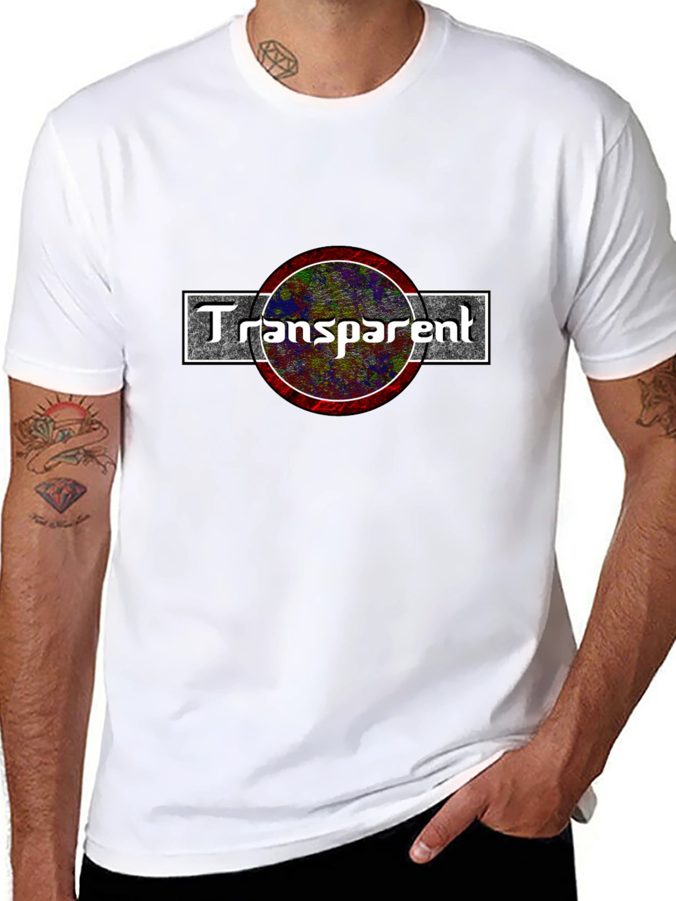 Transparent Graphic Tee - Black Cotton Blend T-Shirt