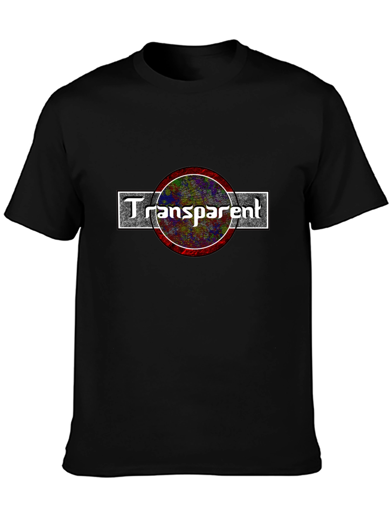 Transparent Graphic Tee - Black Cotton Blend T-Shirt
