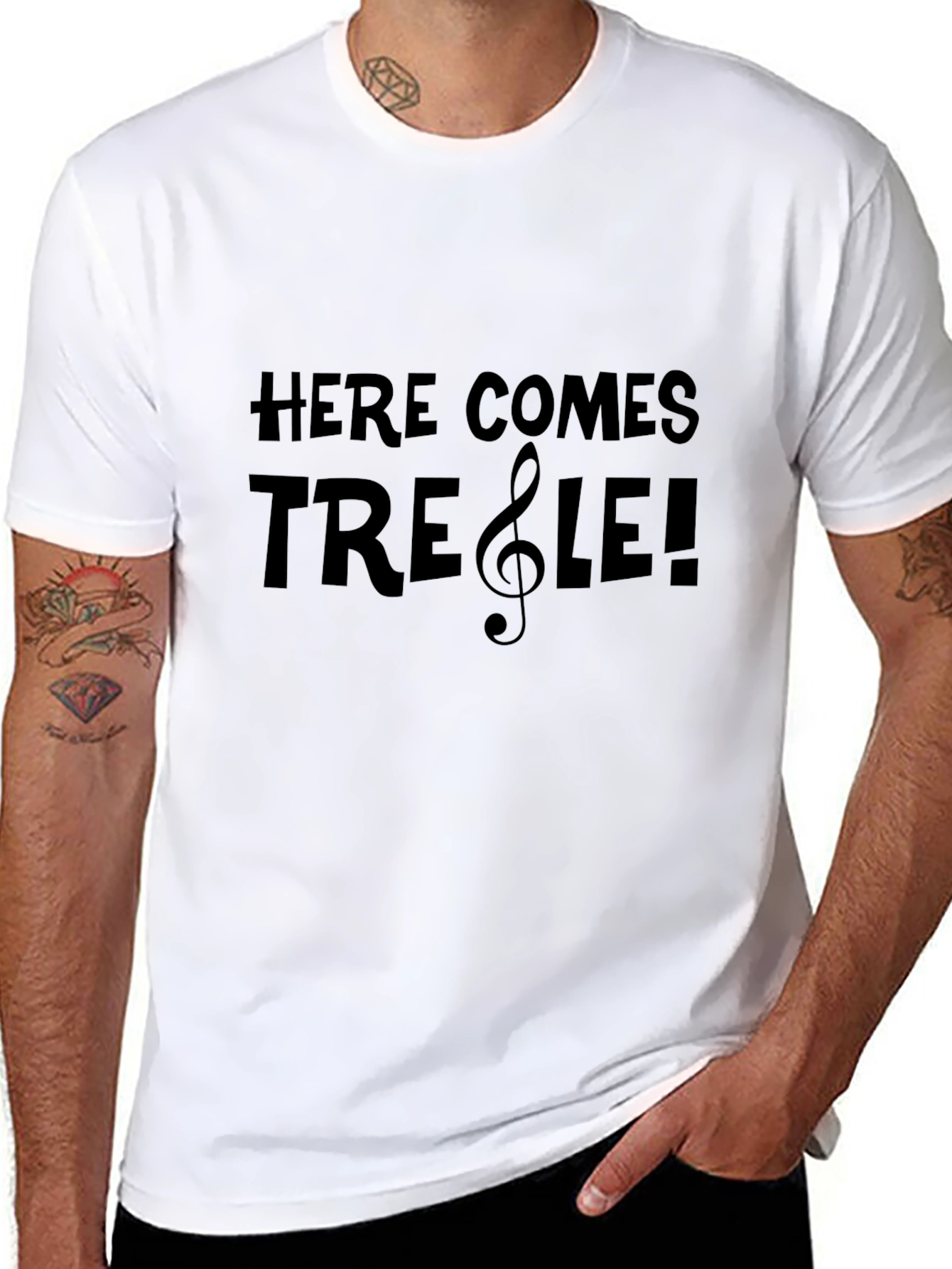 Here Comes Treble! Music Pun T-Shirt