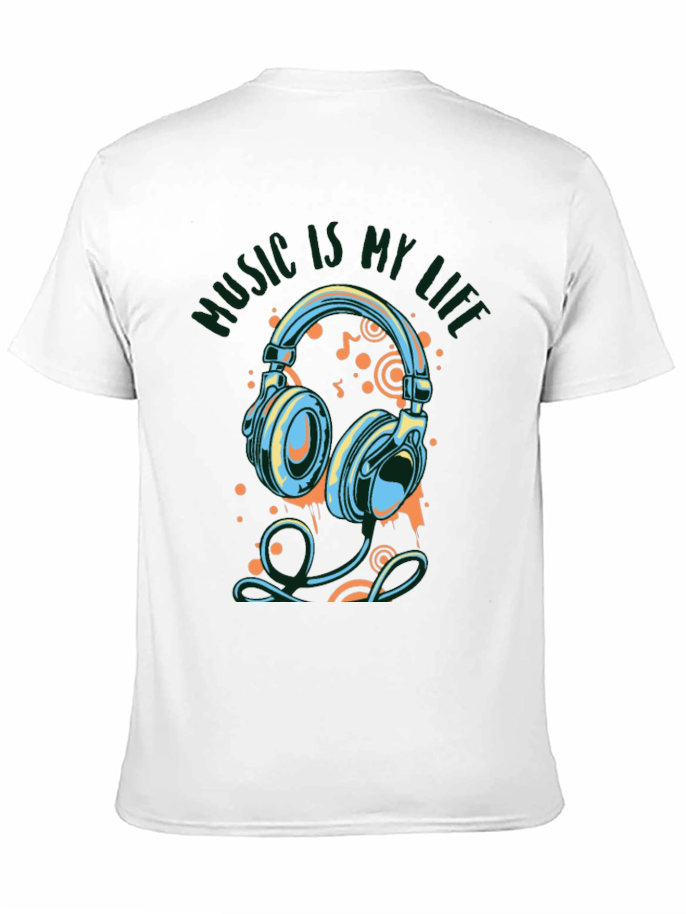 Music Is My Life Graphic Print Black T-Shirt