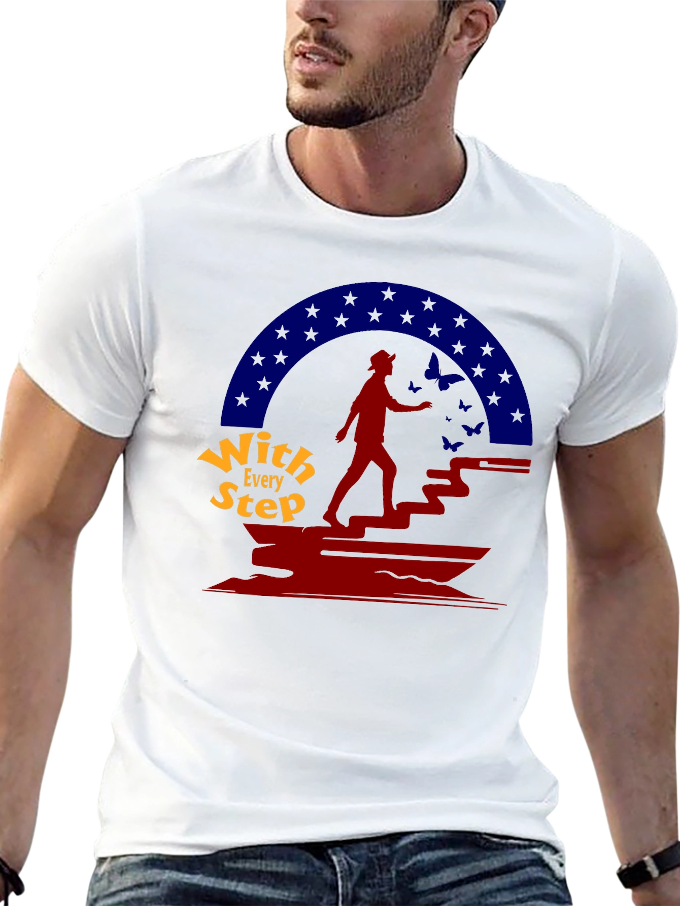 With Every Step Black Graphic T-Shirt