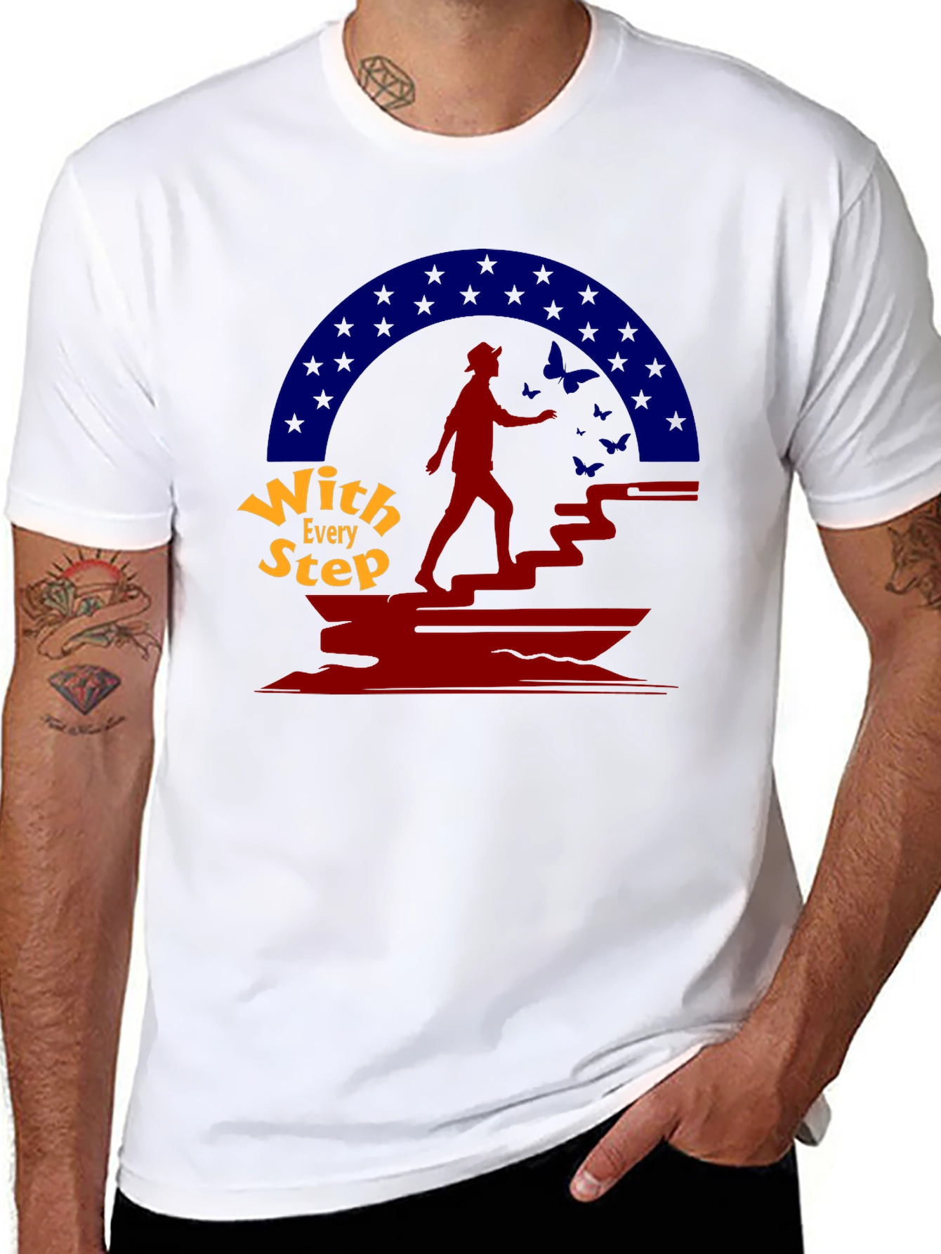 With Every Step Black Graphic T-Shirt