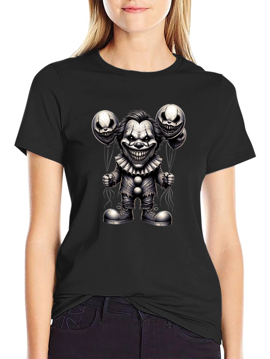 Creepy Clown Graphic Tee - Scary Horror Design