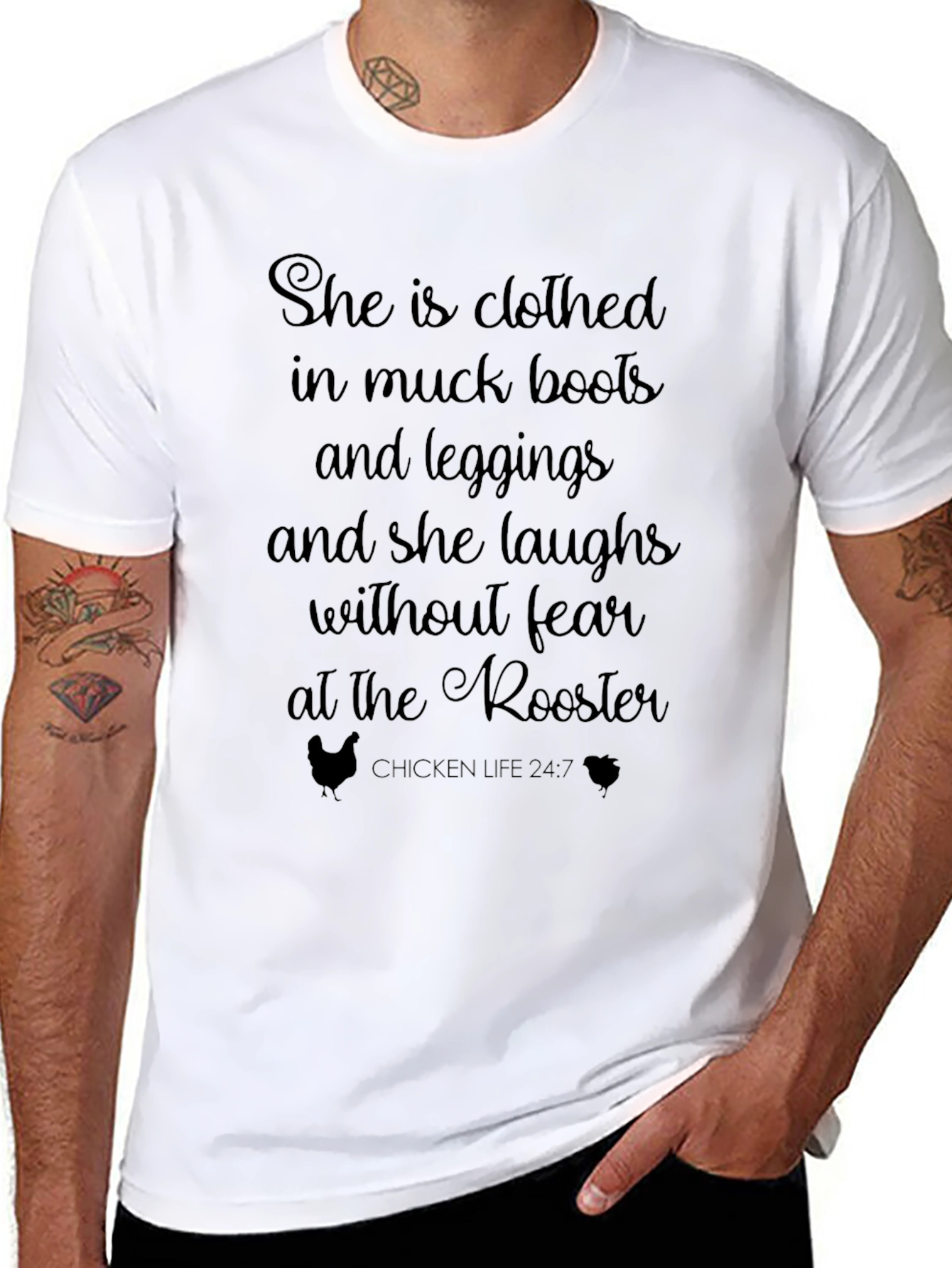 Chicken Life 24:7 Graphic Tee - She Is Clothed...