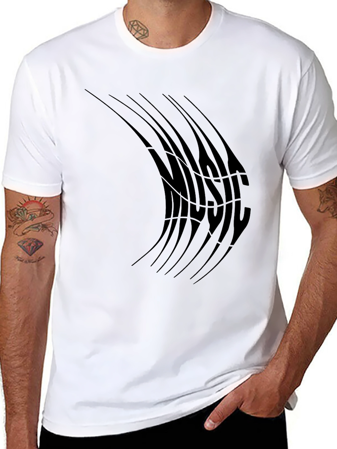 Abstract Music T-Shirt - Black