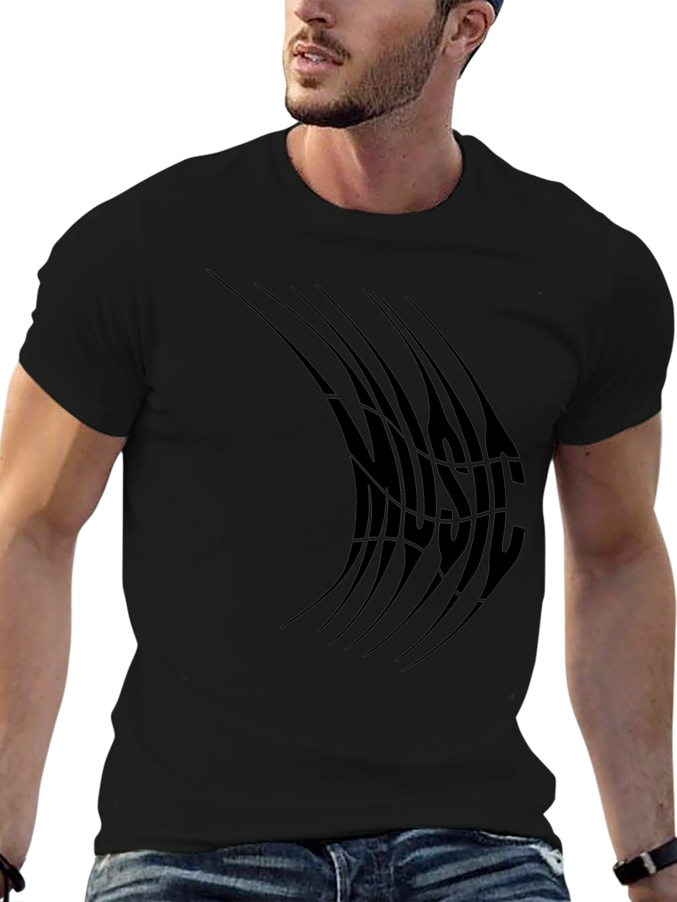 Abstract Music T-Shirt - Black