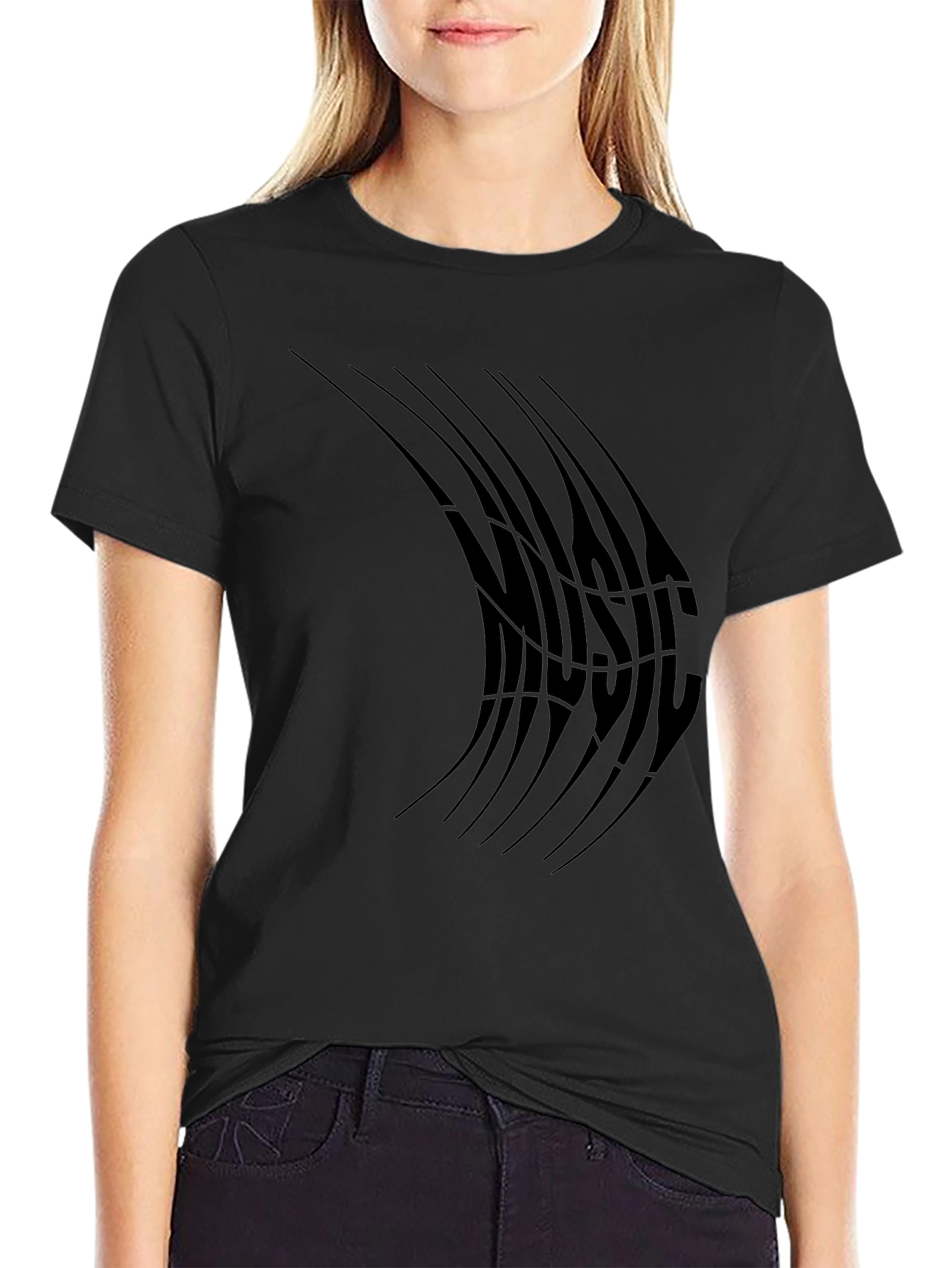 Abstract Music T-Shirt - Black