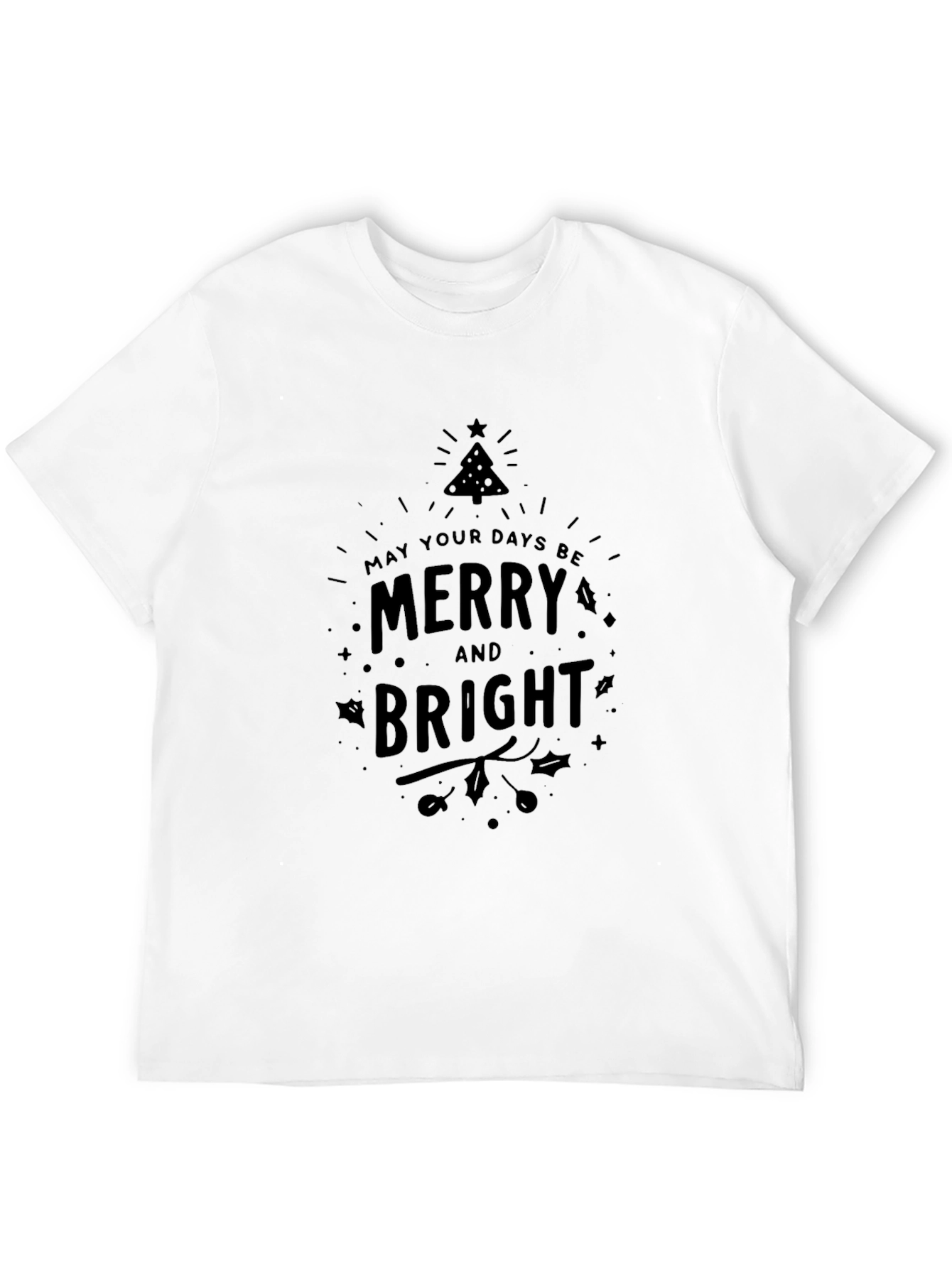 Merry and Bright Holiday Graphic Tee - Black