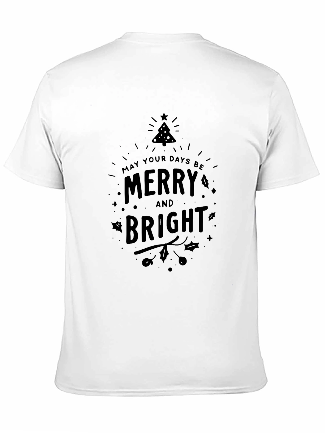 Merry and Bright Holiday Graphic Tee - Black