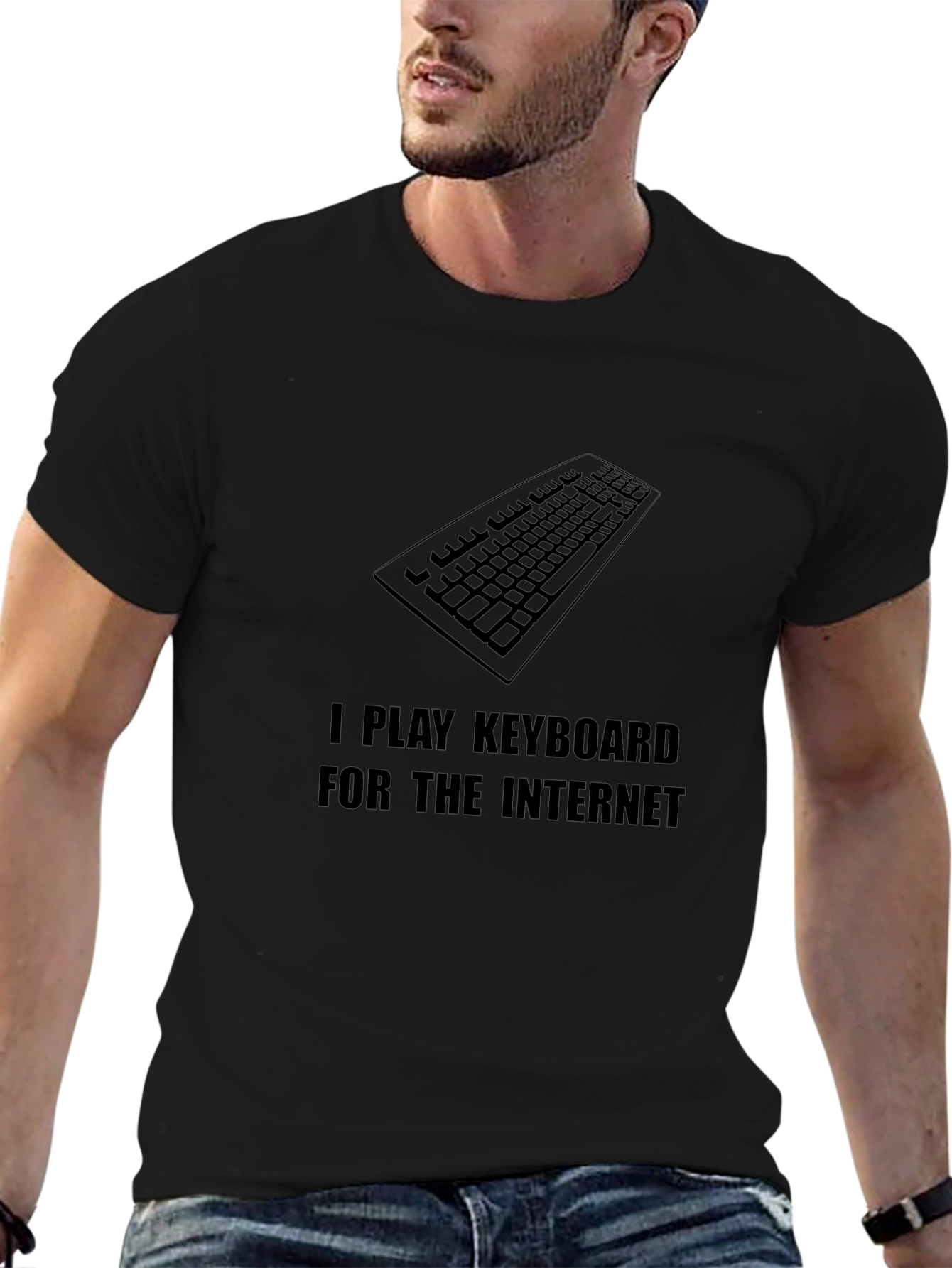 I Play Keyboard for the Internet Black T-Shirt