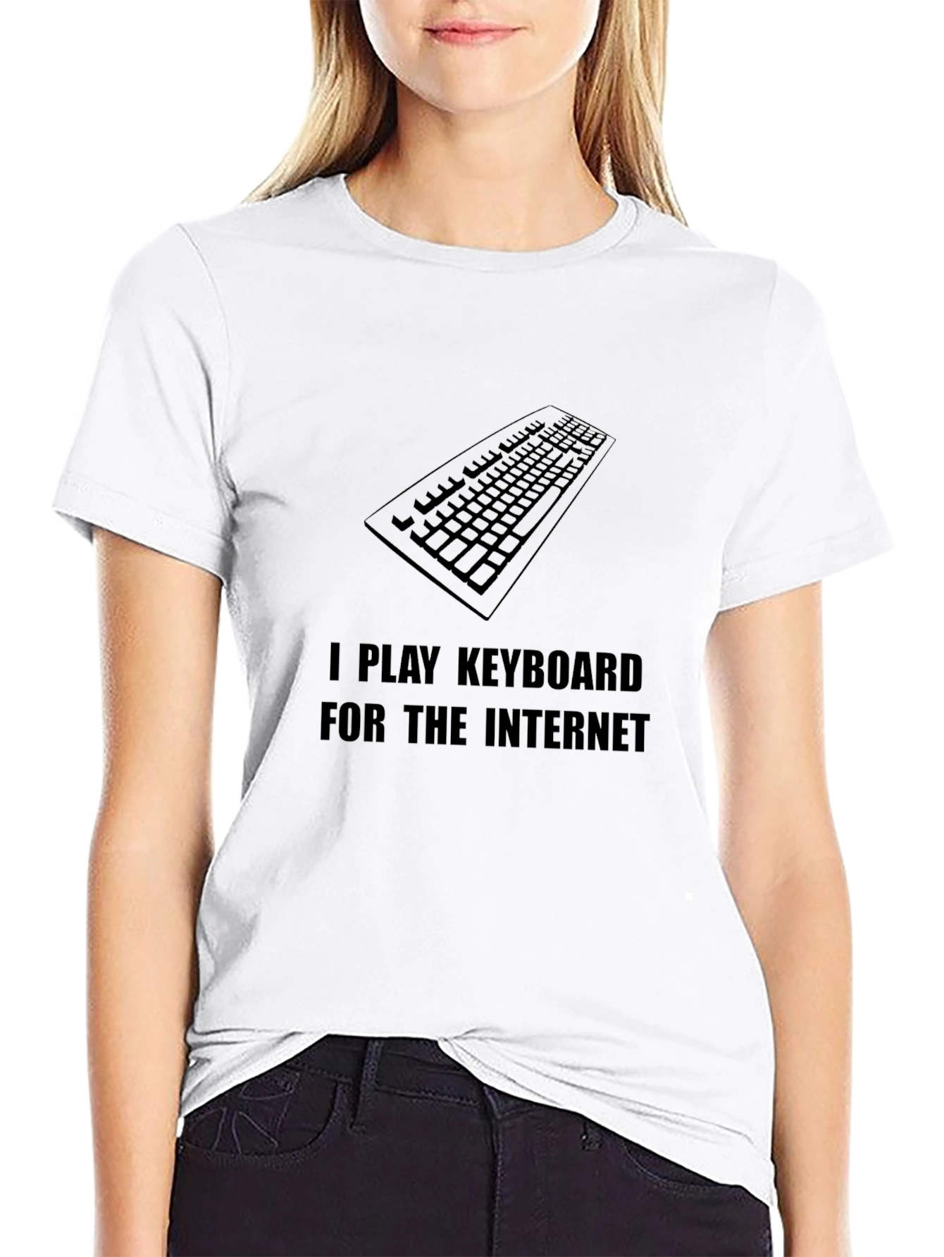 I Play Keyboard for the Internet Black T-Shirt