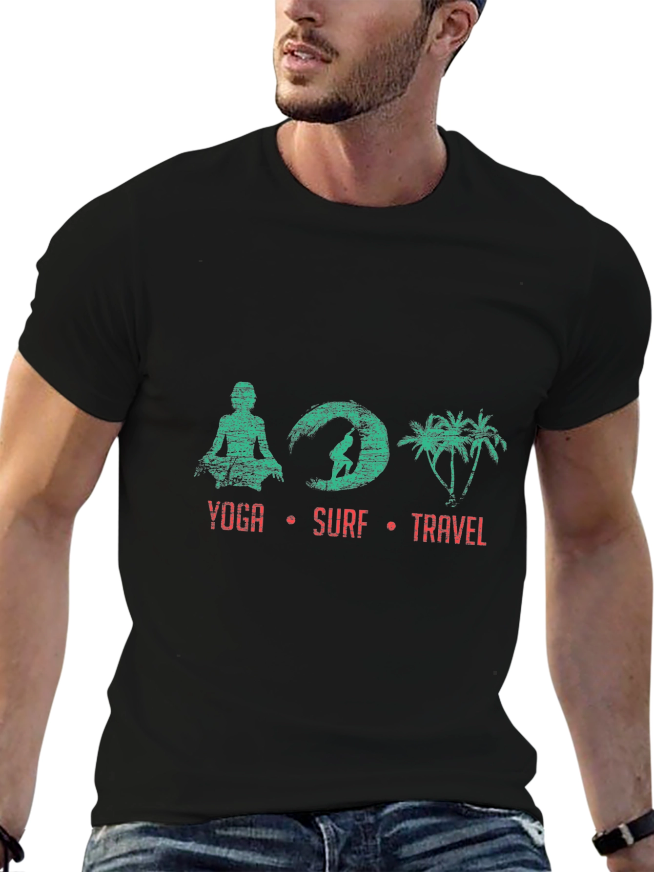 Yoga Surf Travel T-Shirt - Black Tee