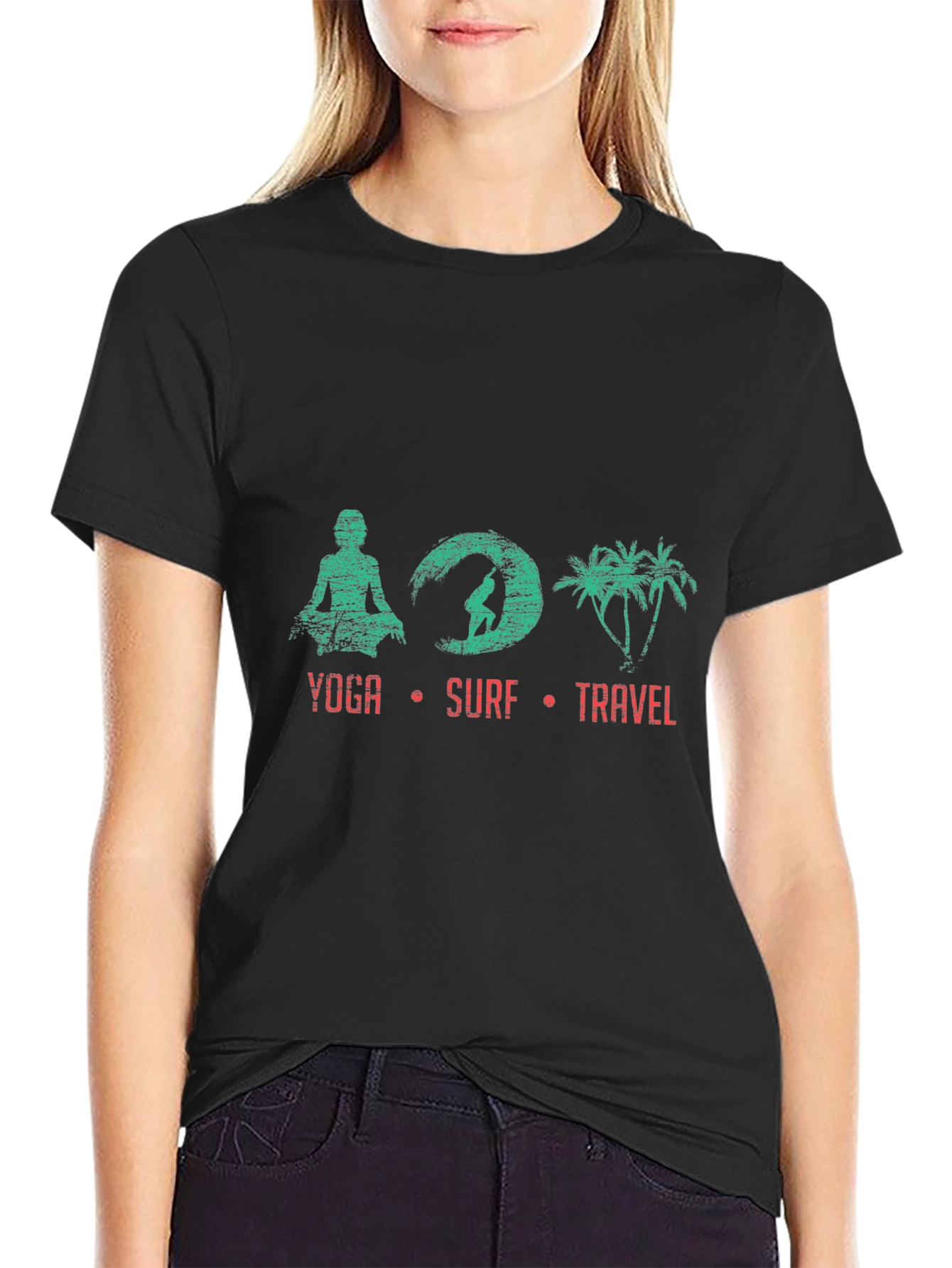 Yoga Surf Travel T-Shirt - Black Tee