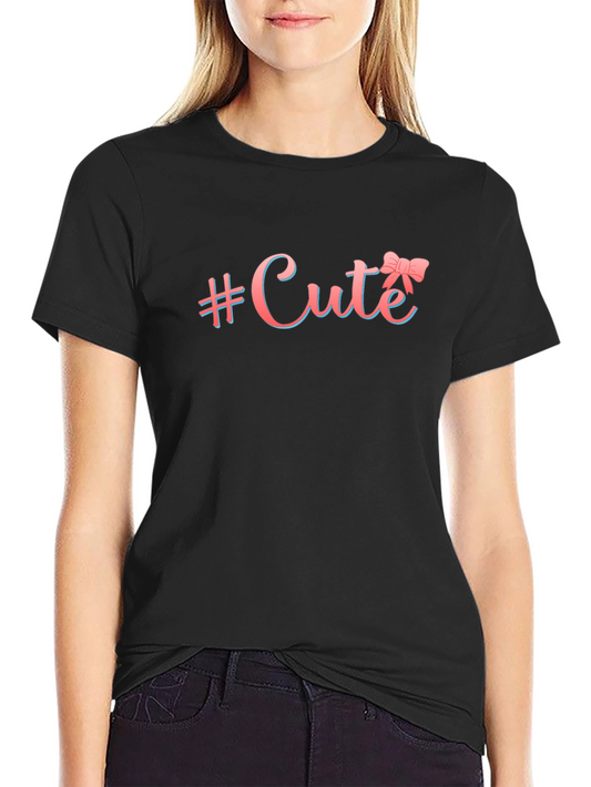 Cute Hashtag Bow T-Shirt - Trendy Casual Tee