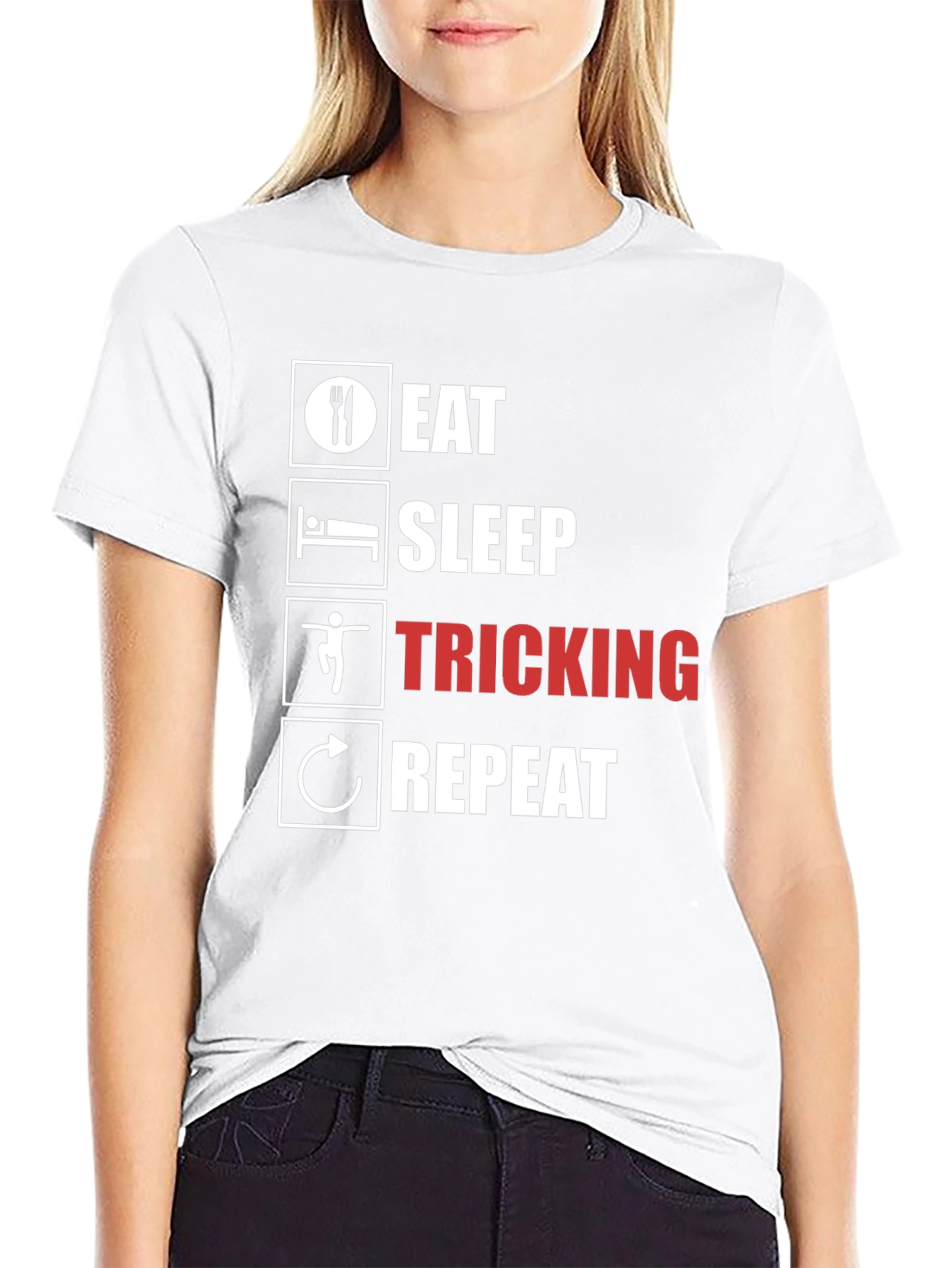 Eat Sleep Tricking Repeat Black T-Shirt