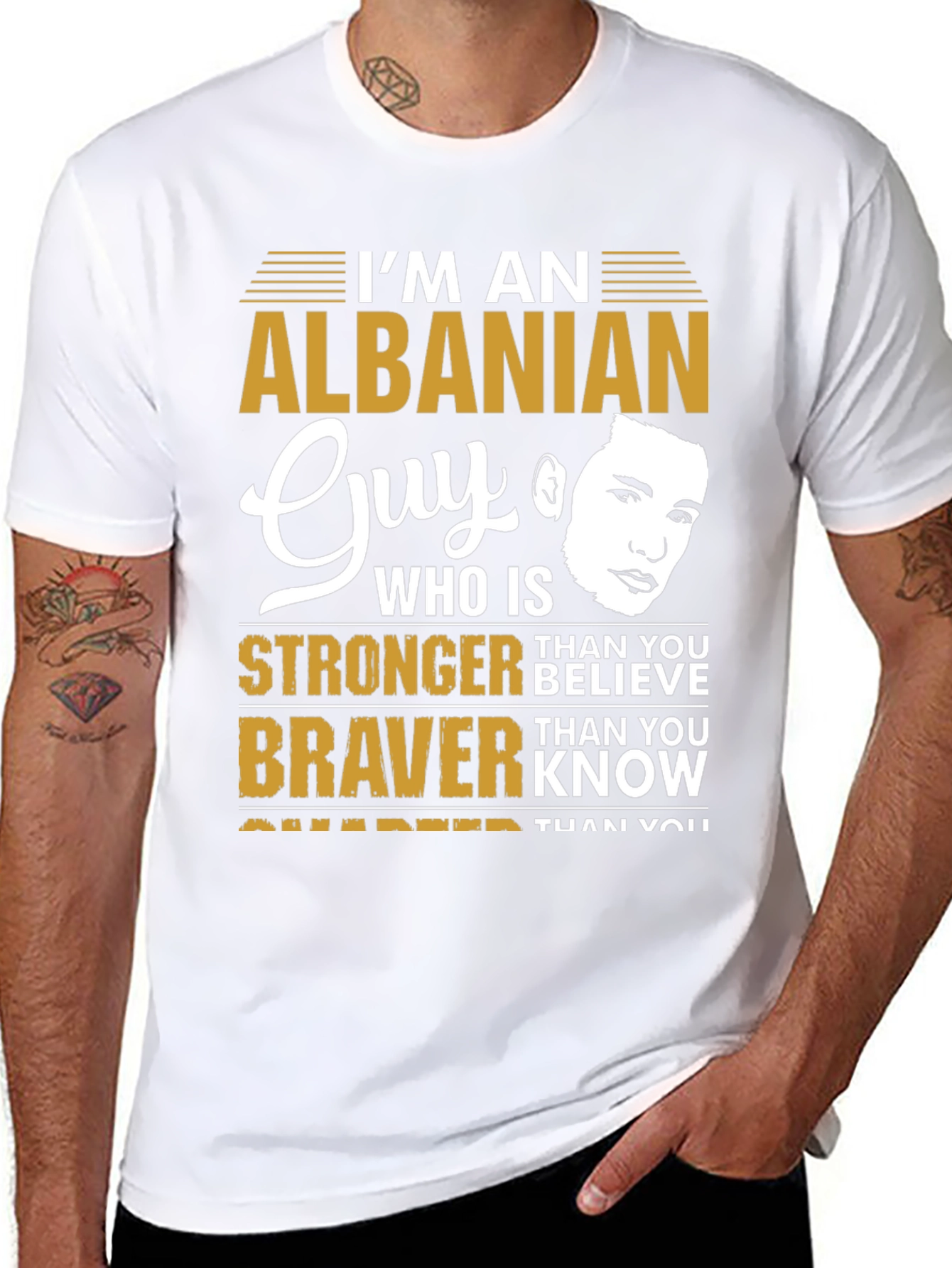 Albanian Guy T-Shirt: Strong Brave & Smart