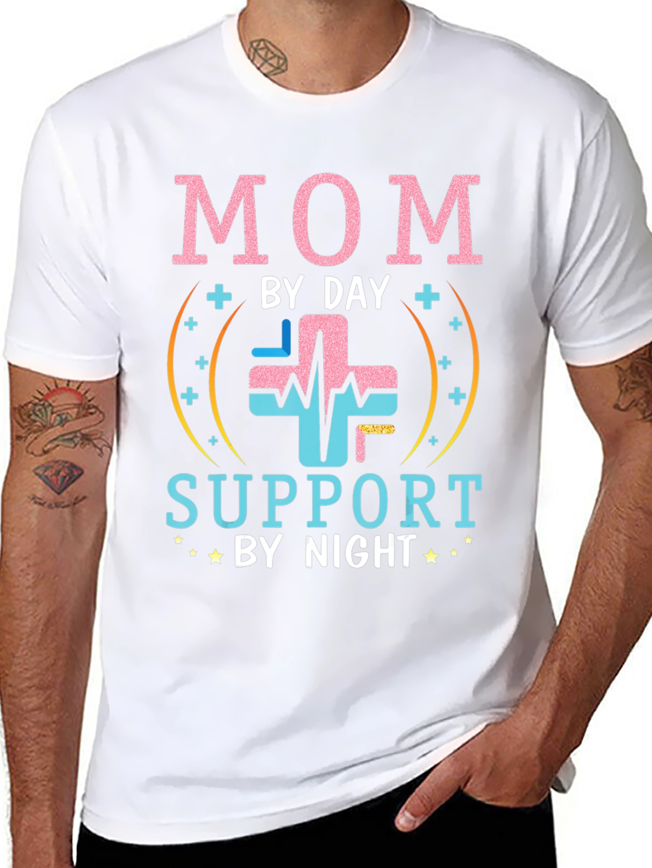 Mom By Day Support By Night Black T-Shirt