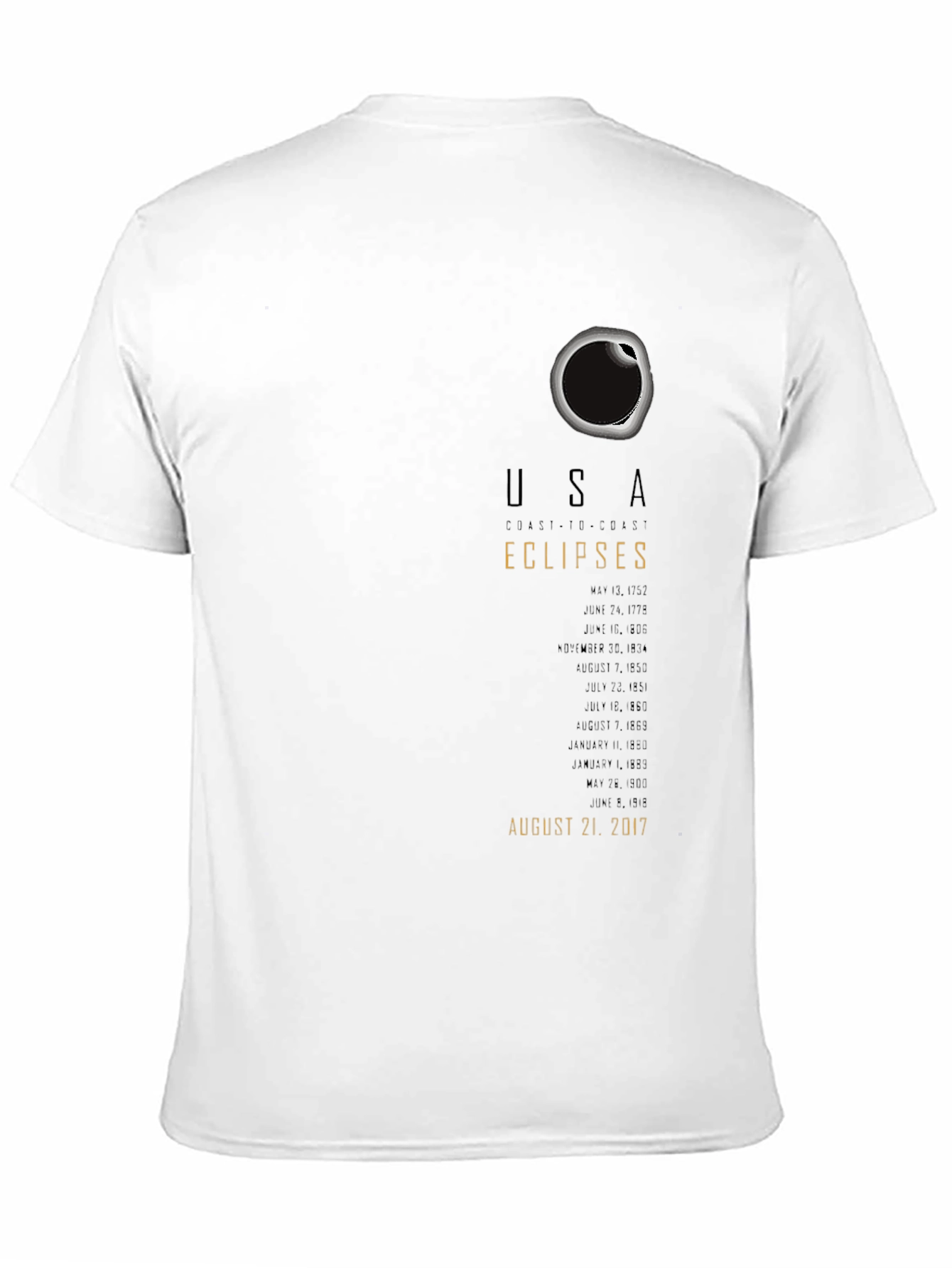 USA Total Solar Eclipse T-Shirt August 21 2017