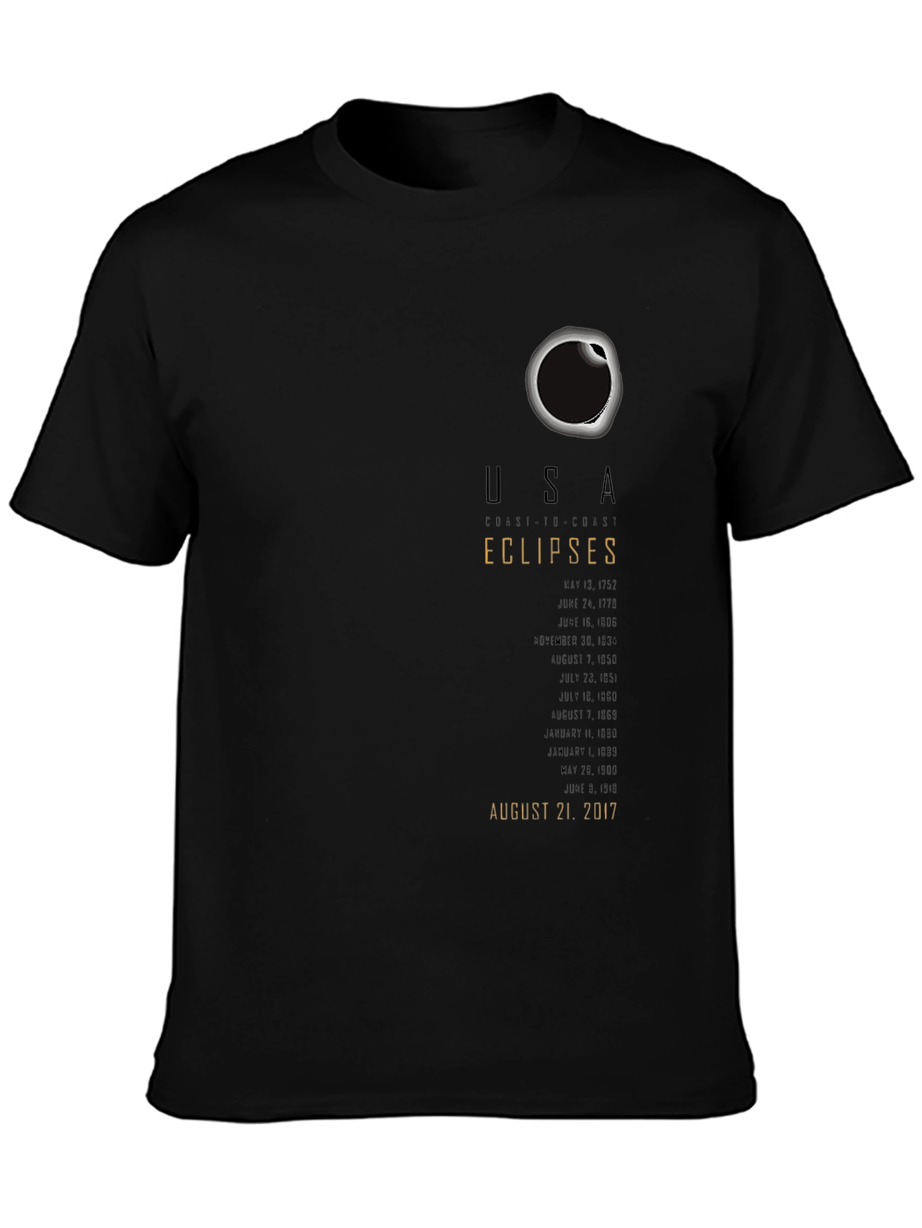 USA Total Solar Eclipse T-Shirt August 21 2017